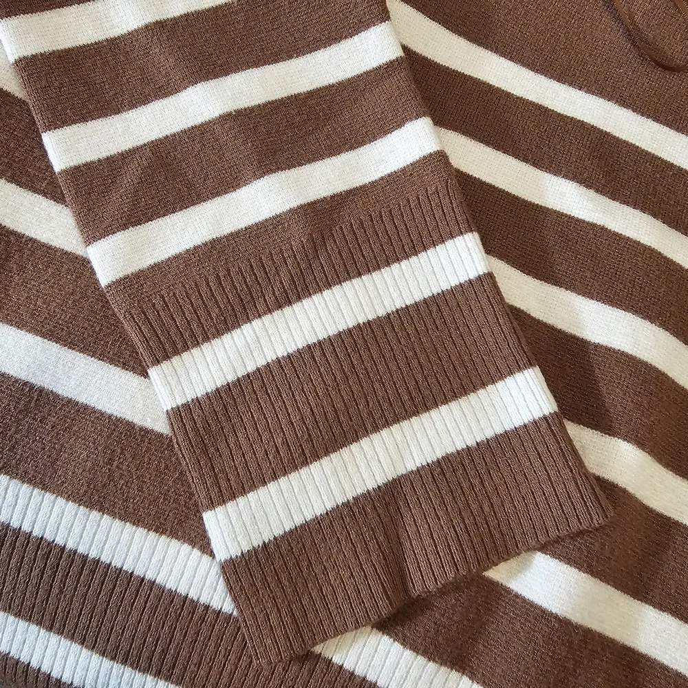 For The Republic Striped Brown and White Women's Sweater
